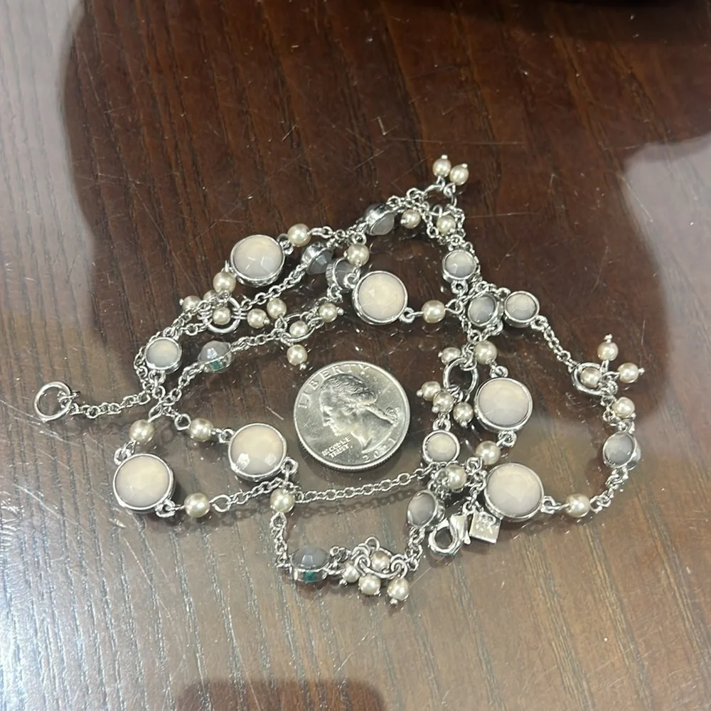 BANANA REPUBLIC silver toned 34” long necklace + One more